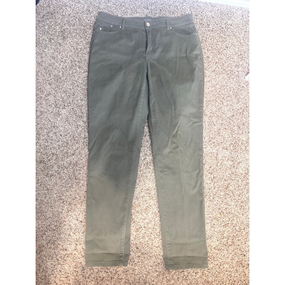 Chicos Jeggings Olive Green Slim Leg Pants Womens Size 12 Chico's Size 2